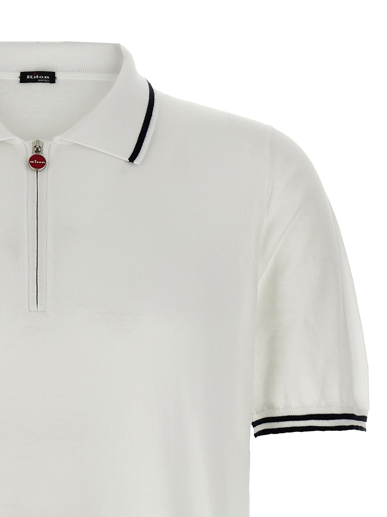 Kiton White Cotton Polo Men's Shirt