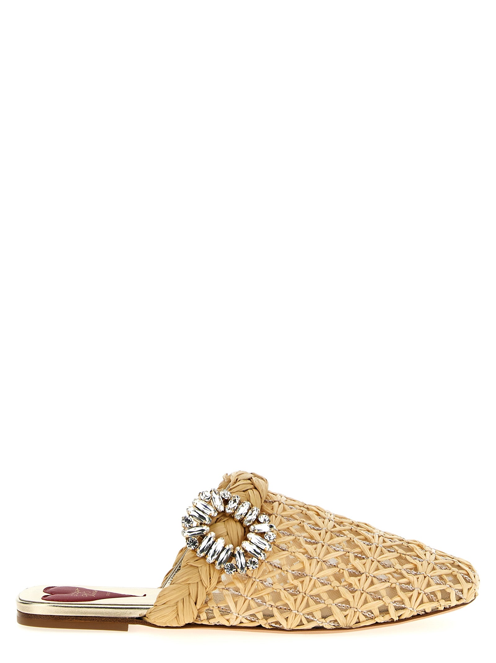 Roger Vivier Beige Raffia Women's Mules