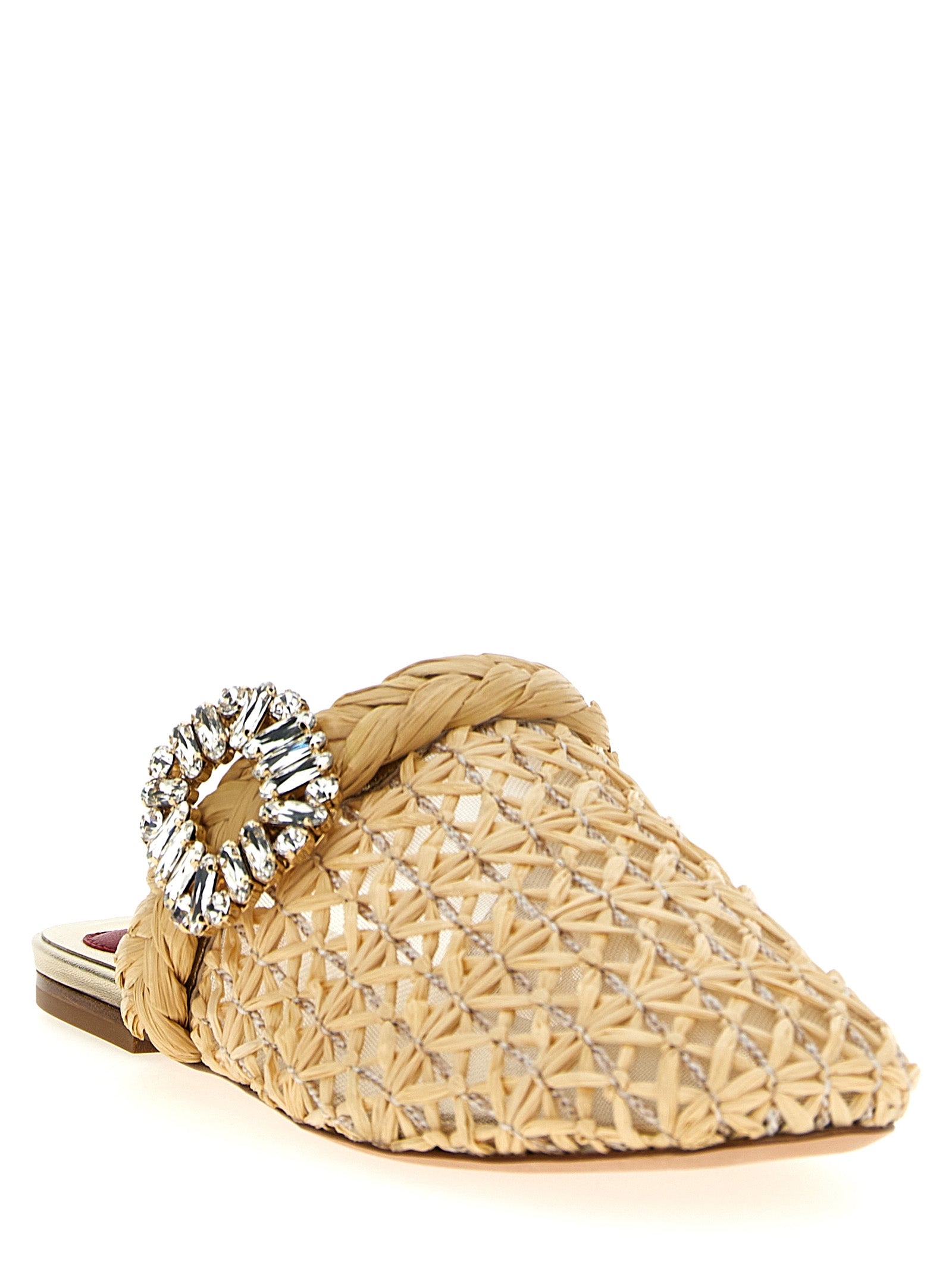 Roger Vivier Beige Raffia Women's Mules