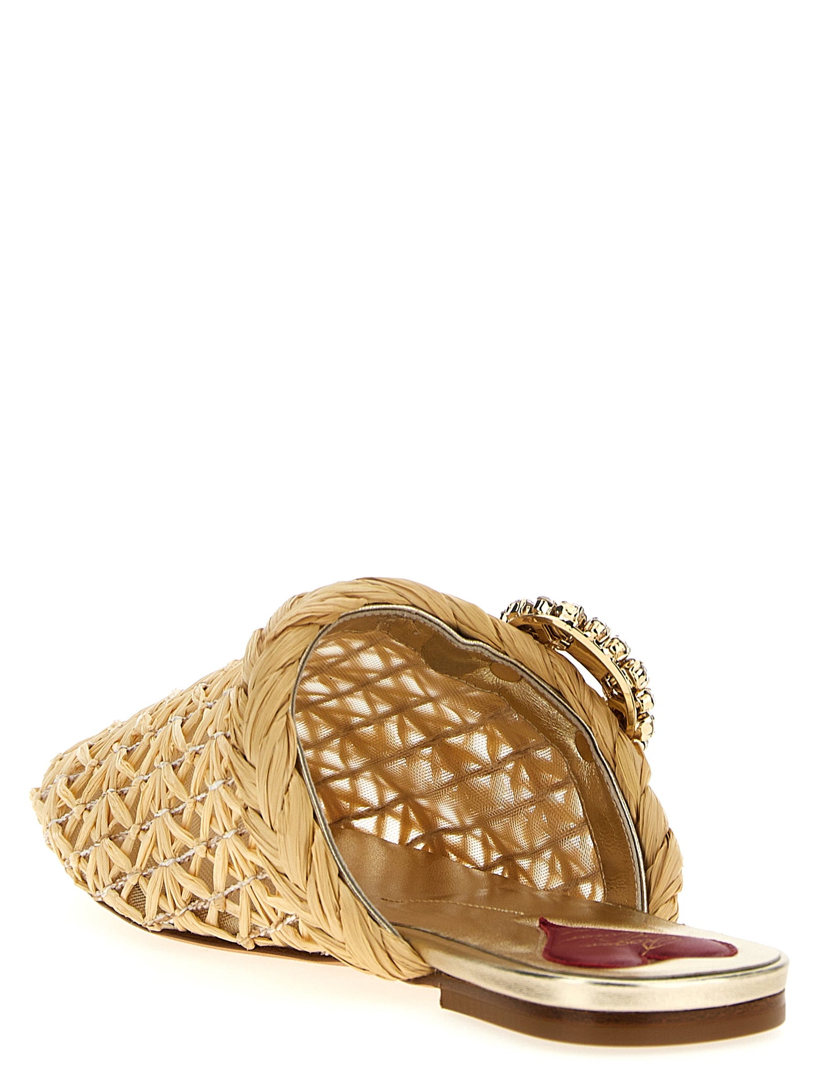 Roger Vivier Beige Raffia Women's Mules