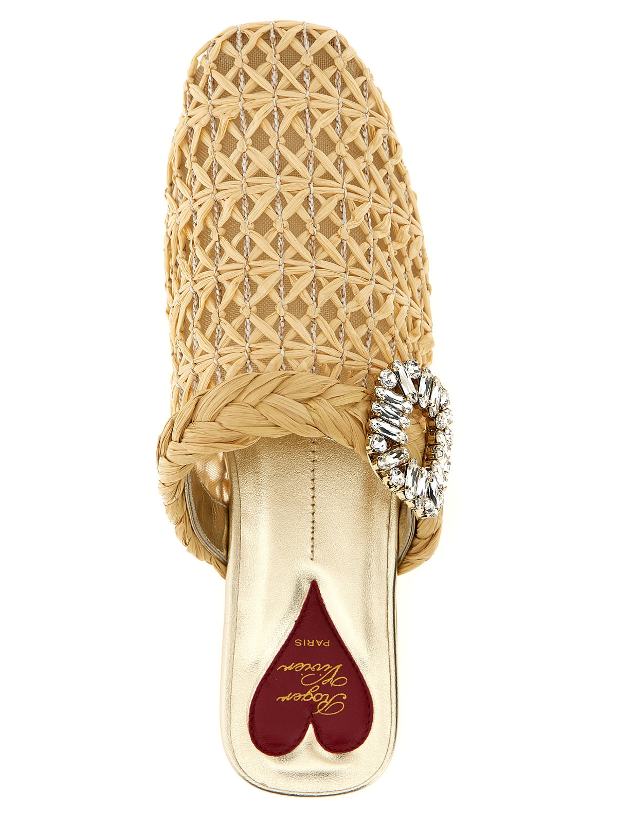 Roger Vivier Beige Raffia Women's Mules