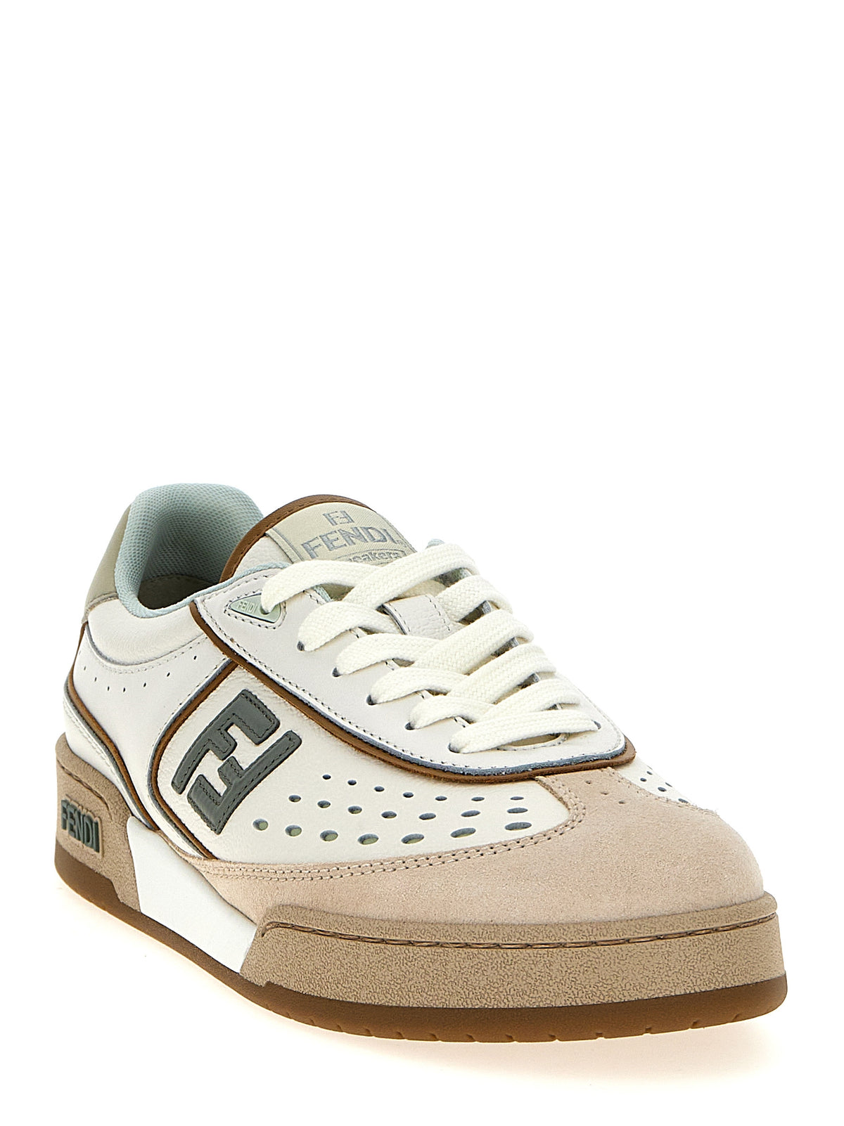 Fendi Beige Leather Women's Sneakers