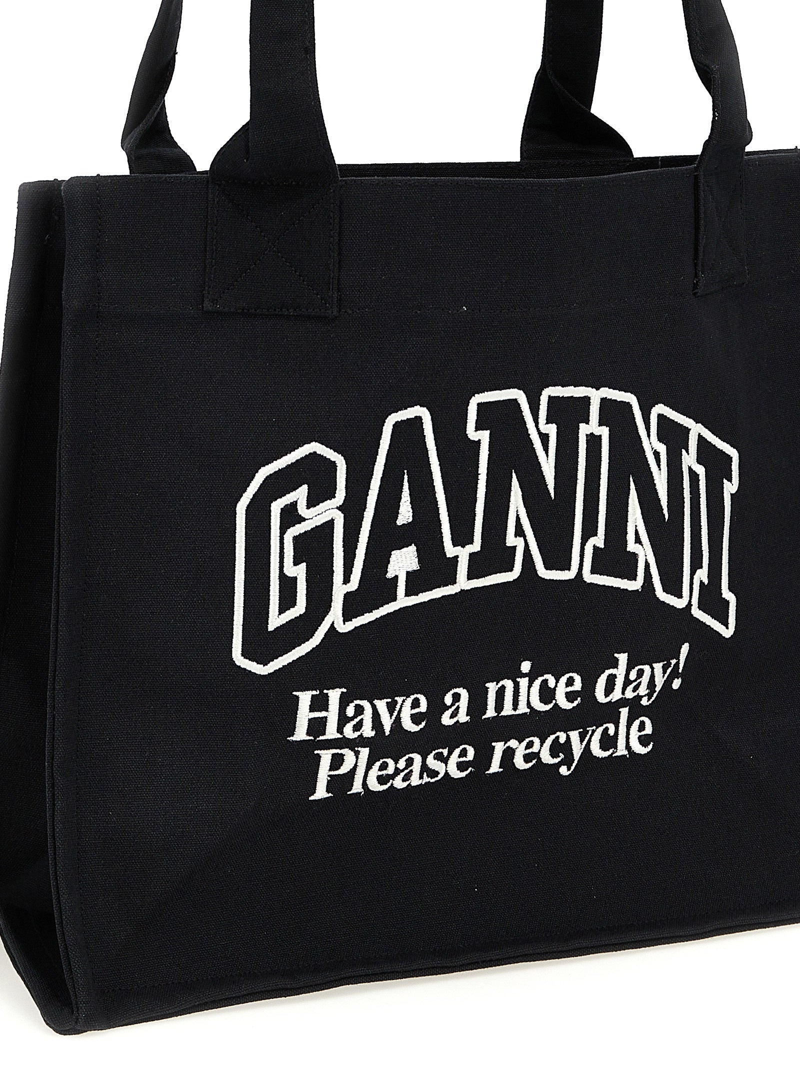 Ganni Bicolor Recycled Cotton Tote Women's Bag