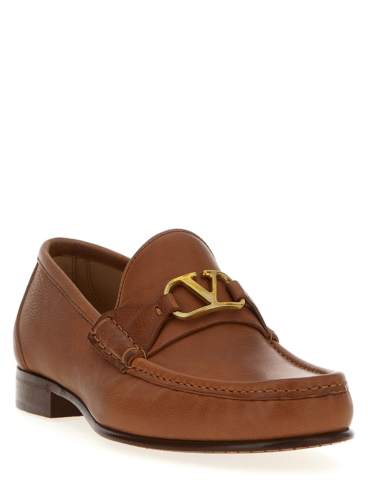 Valentino Garavani Brown Leather Slip-On Men's Loafers