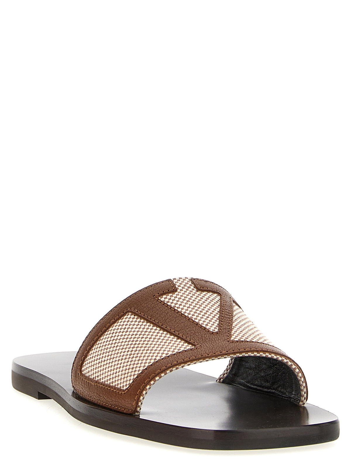 Valentino Garavani Brown Cotton Men's Slides