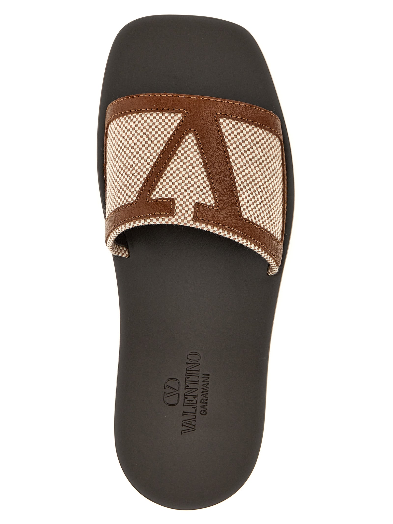 Valentino Garavani Brown Cotton Men's Slides