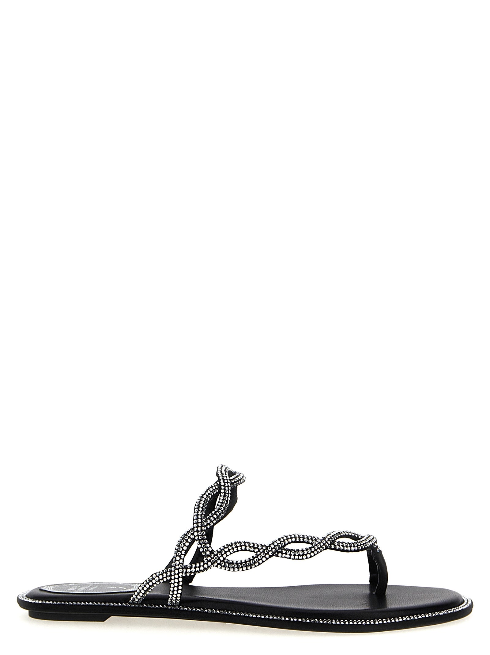 RENE CAOVILLA Black Satin Women's Slides