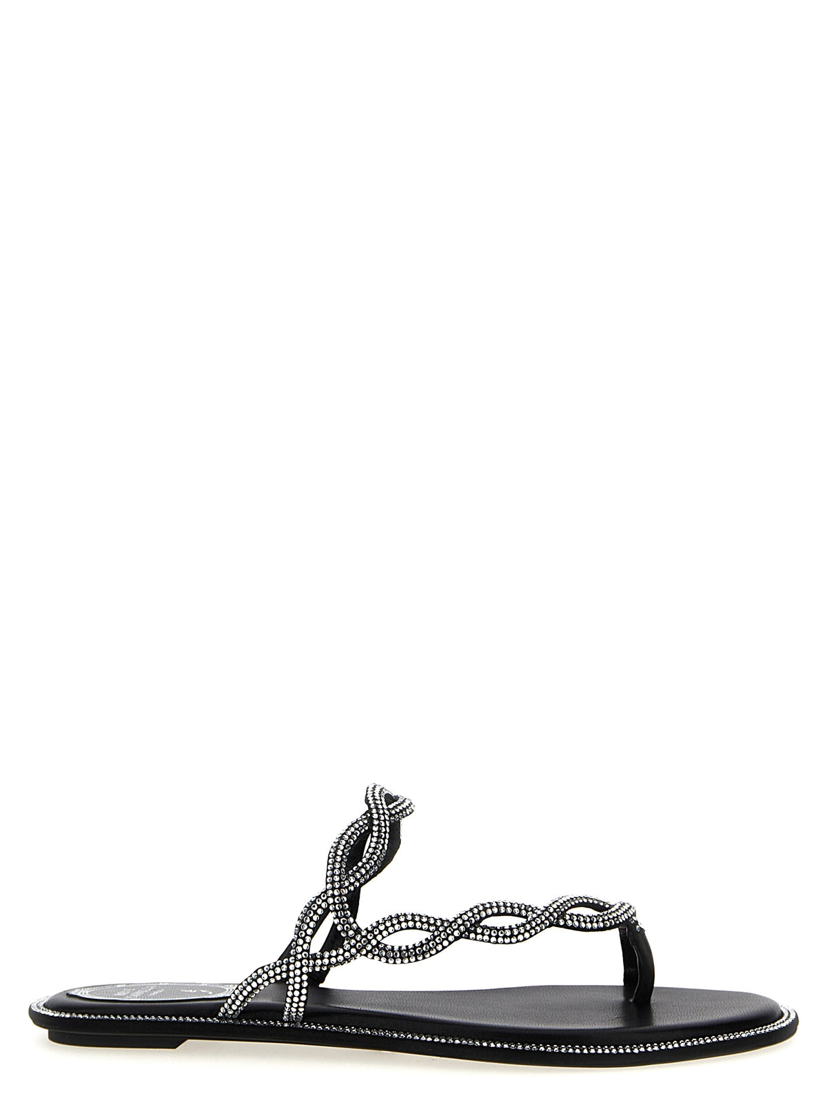 RENE CAOVILLA Black Satin Women's Slides