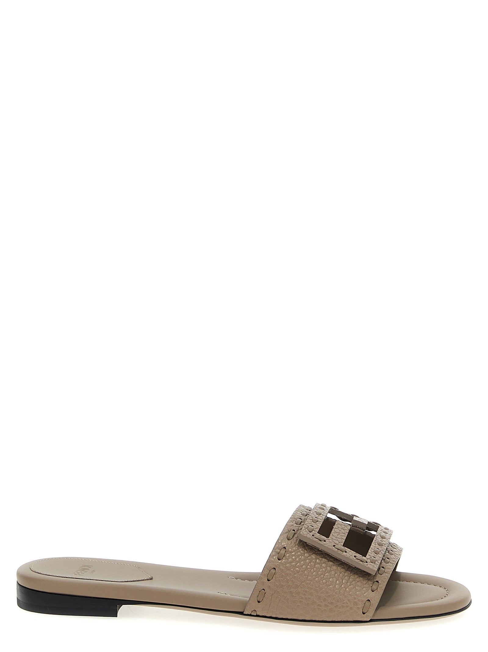 Fendi Gray Calfskin Women's Slides