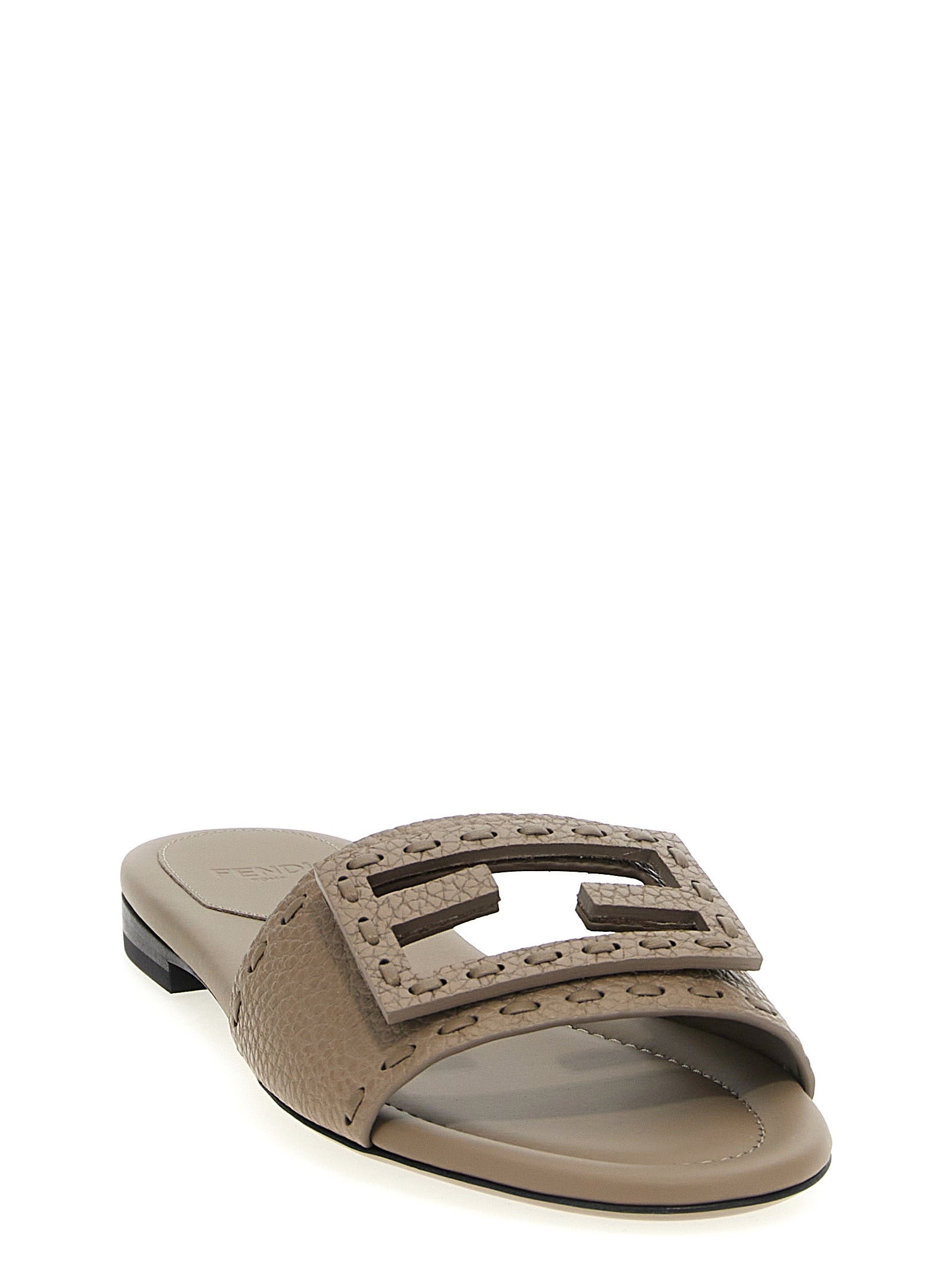 Fendi Gray Calfskin Women's Slides