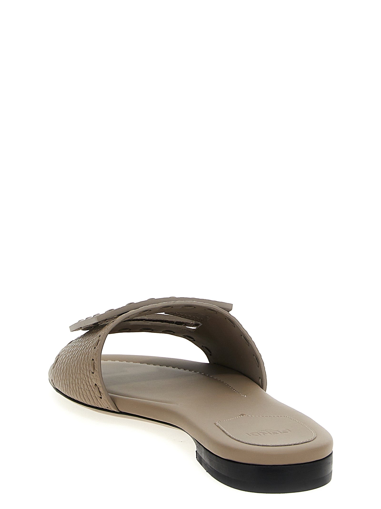 Fendi Gray Calfskin Women's Slides