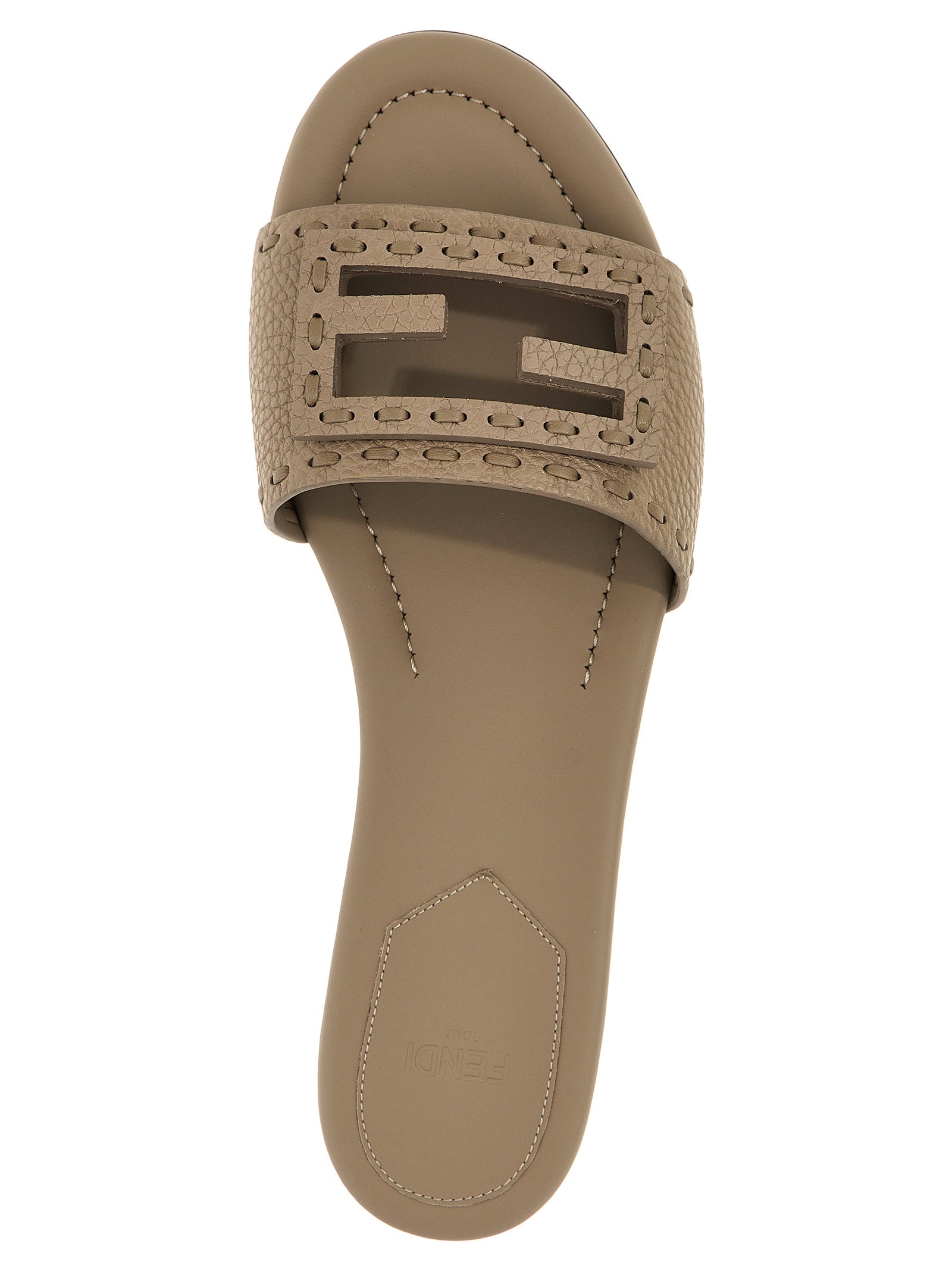 Fendi Gray Calfskin Women's Slides