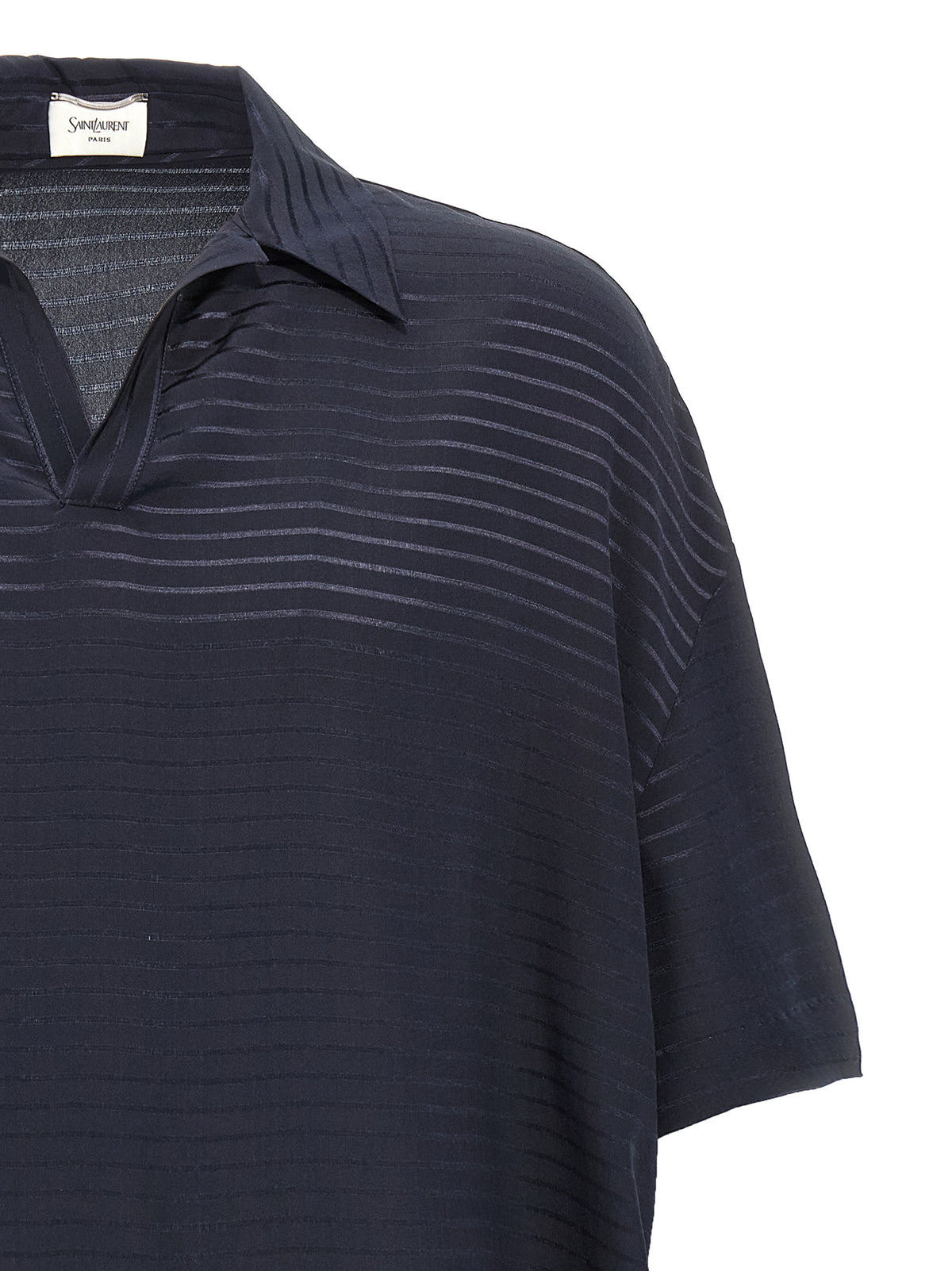 Saint Laurent Blue Silk Polo Men's Shirt