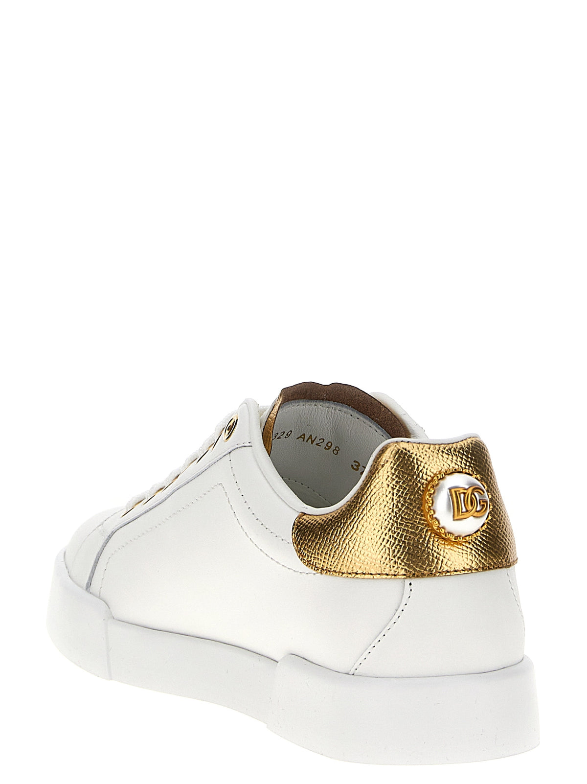 Dolce & Gabbana Gold Calfskin Low Top Women's Sneakers