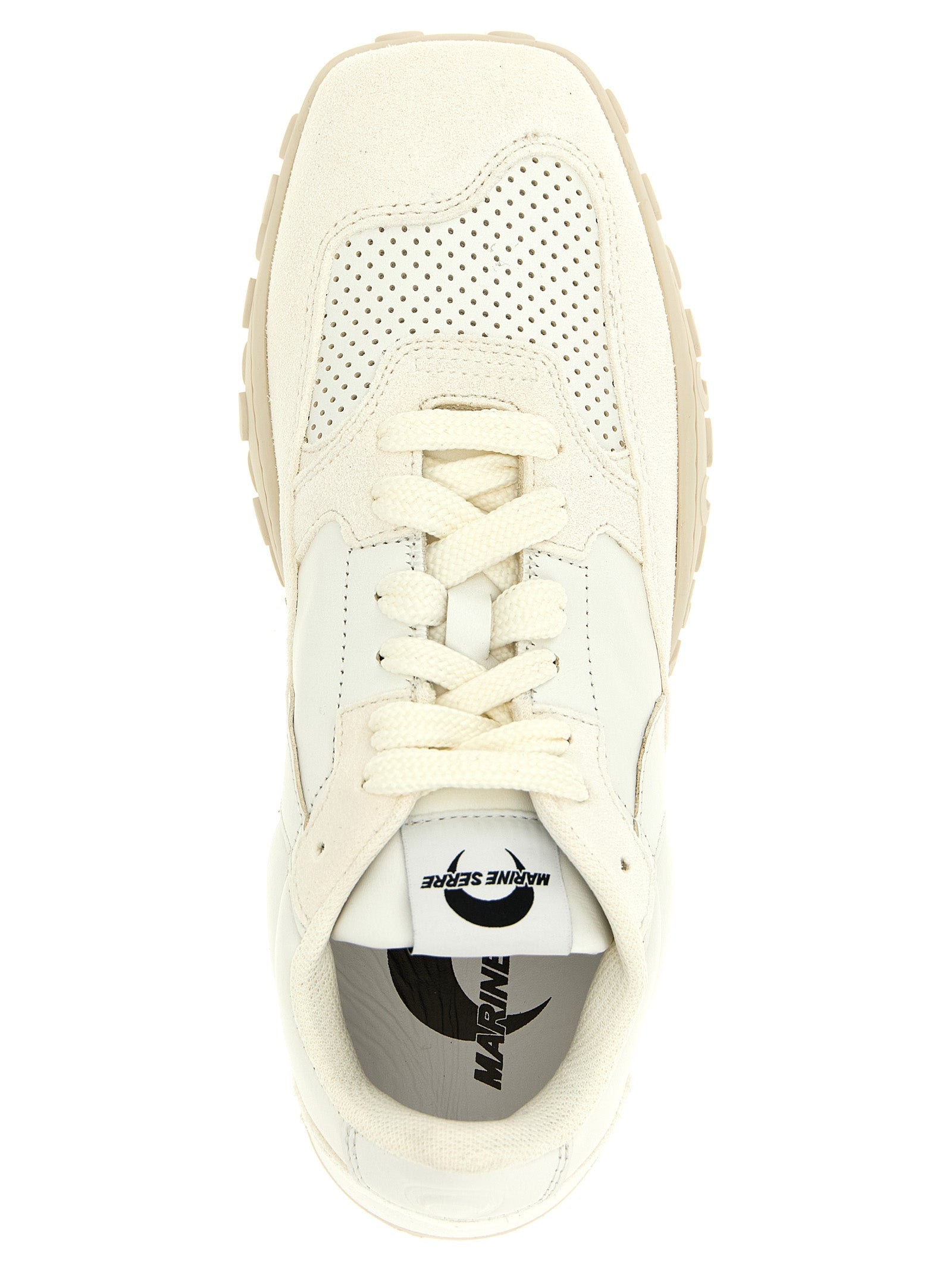 Marine Serre White Calfskin Athletic Women's Sneakers