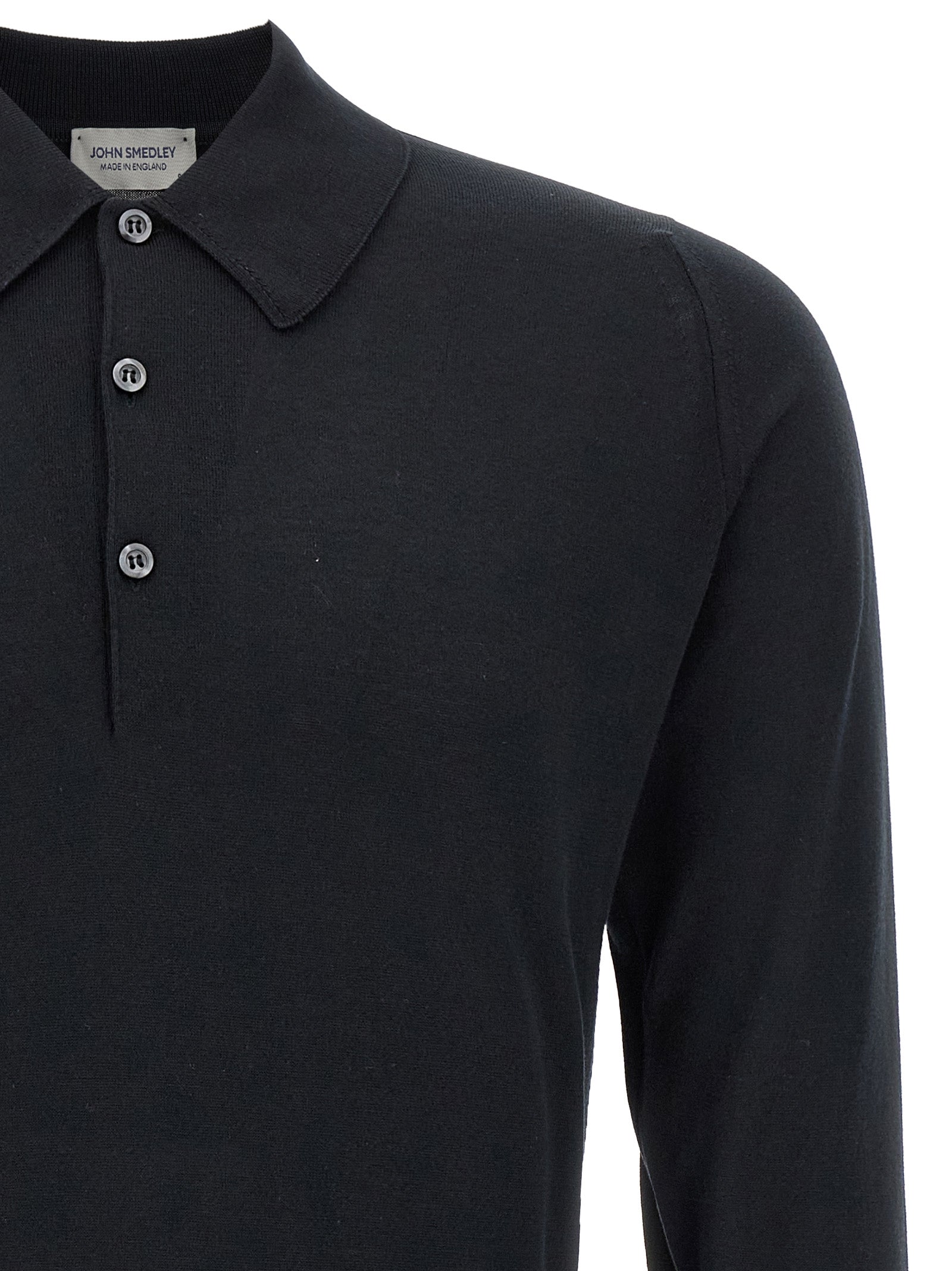 JOHN SMEDLEY Black Cotton Polo Men's Shirt
