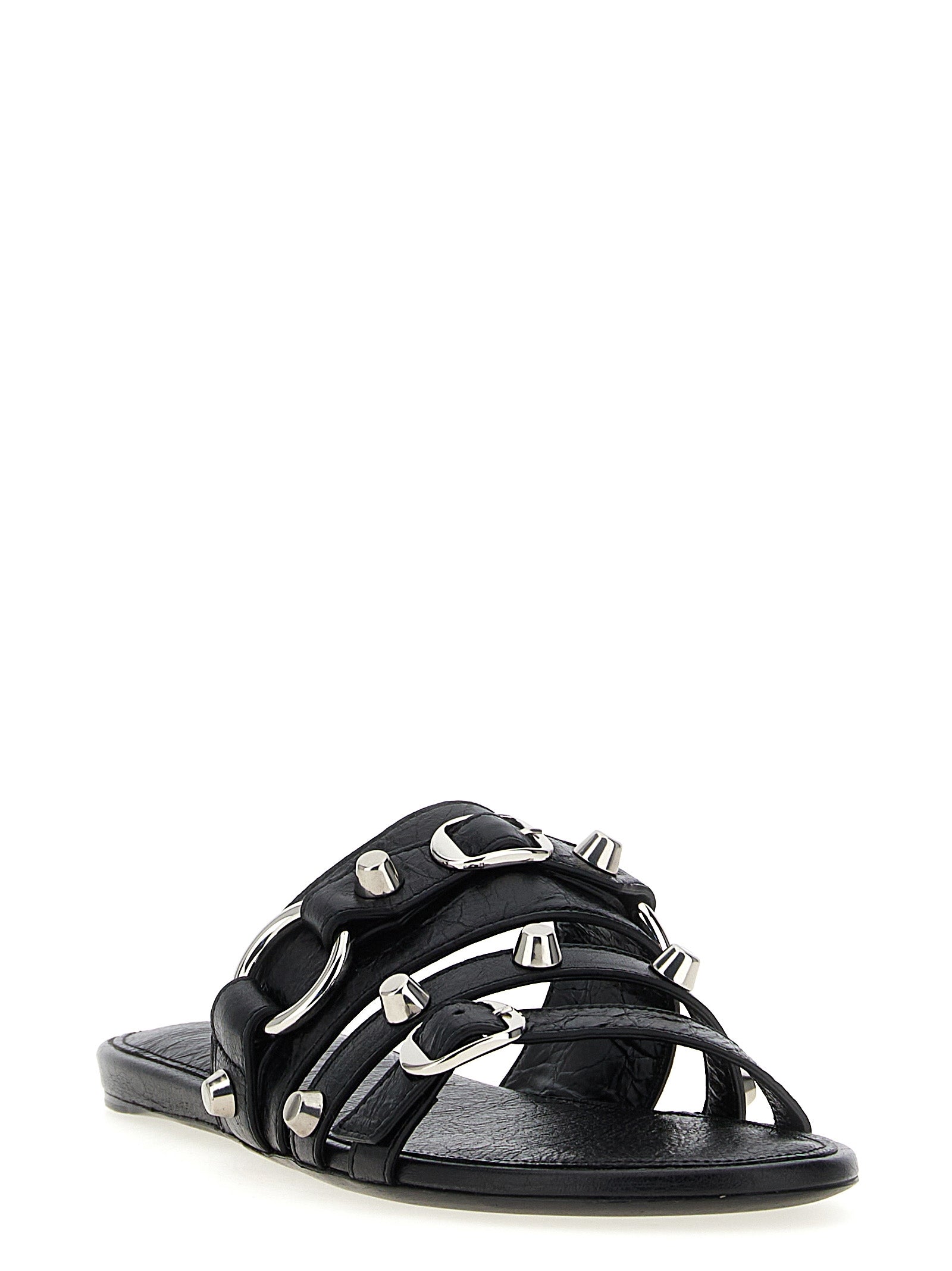 Balenciaga Black Lamb Leather Women's Slides