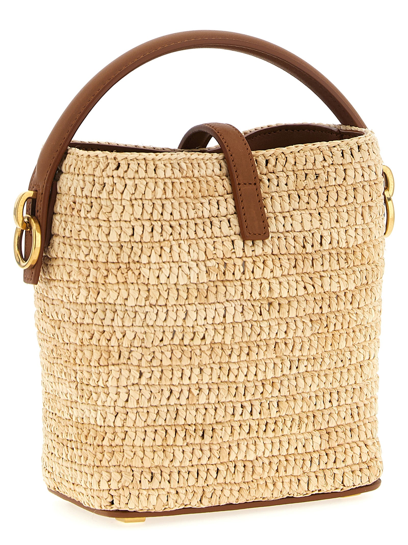 Saint Laurent Beige Raffia Crossbody Women's Bag