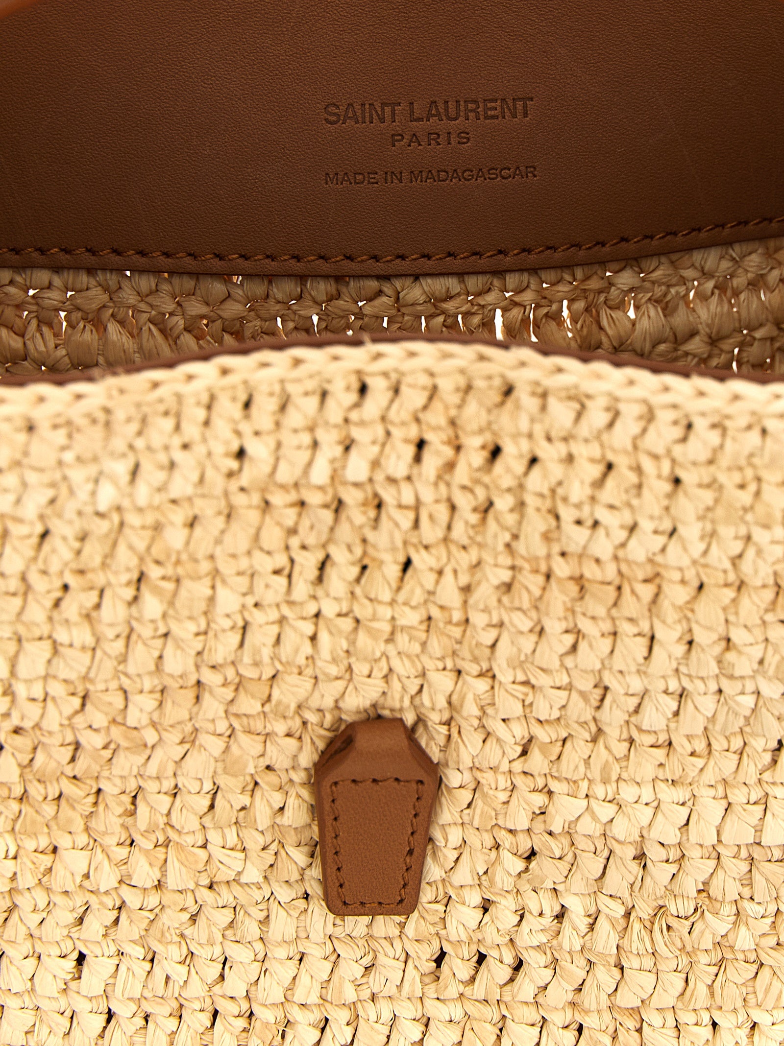Saint Laurent Beige Raffia Crossbody Women's Bag