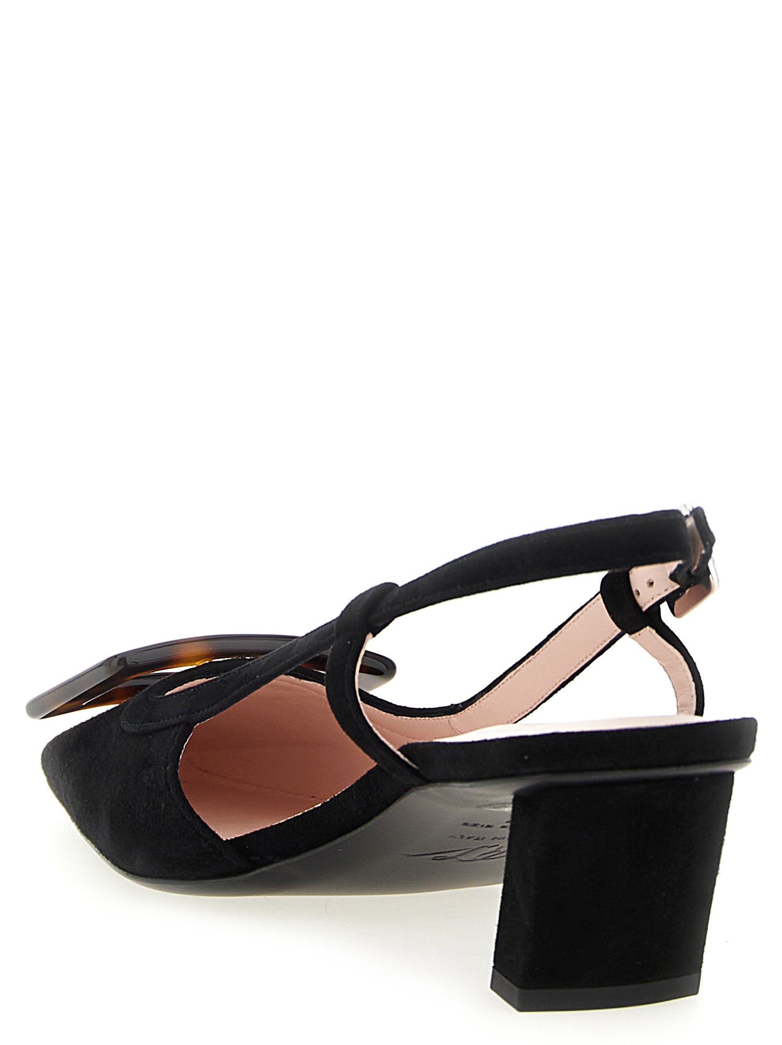 Roger Vivier Black Goatskin Mid Heel Women's Pumps