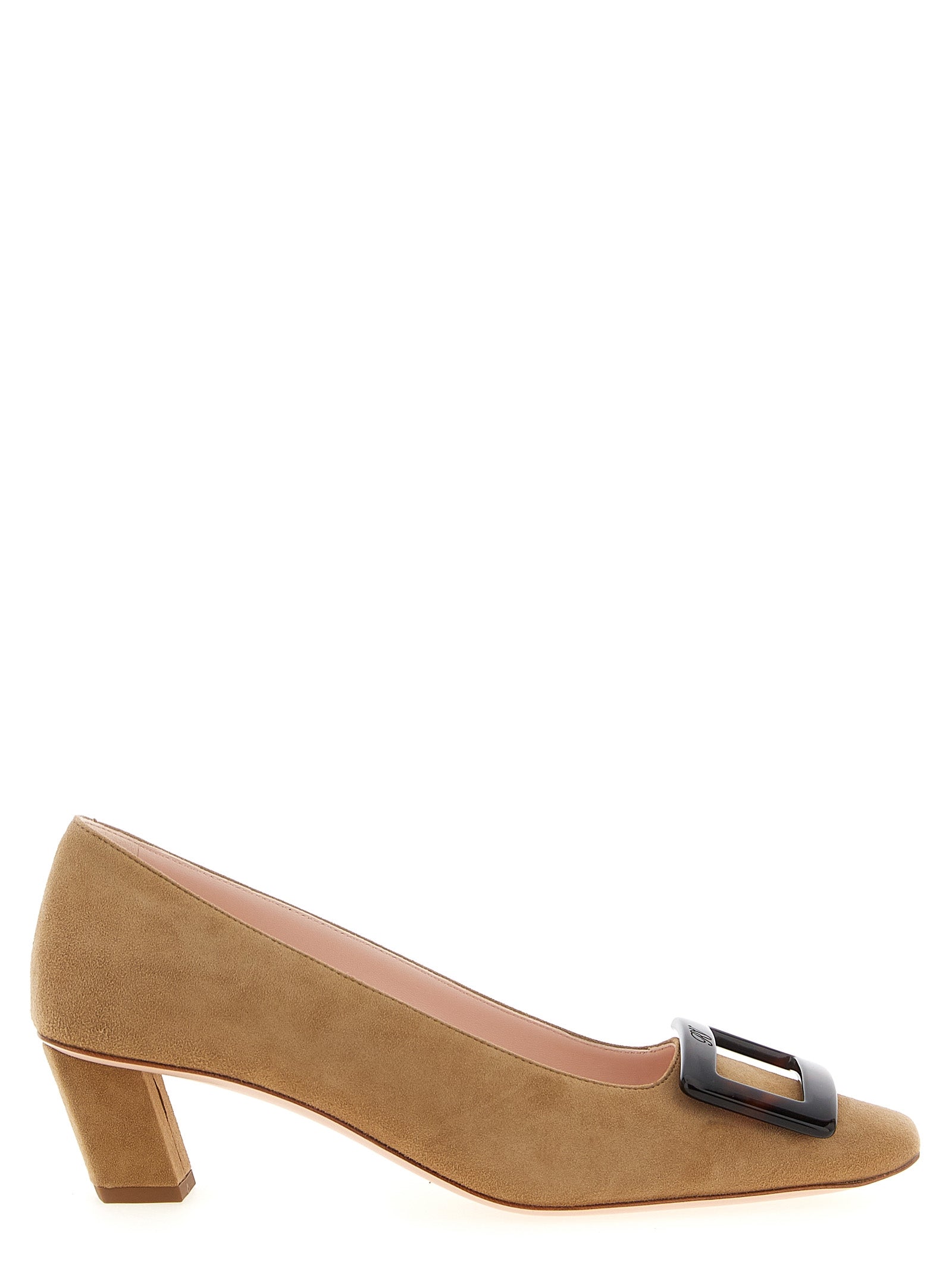 Roger Vivier Beige Goatskin Mid Heel Women's Pumps