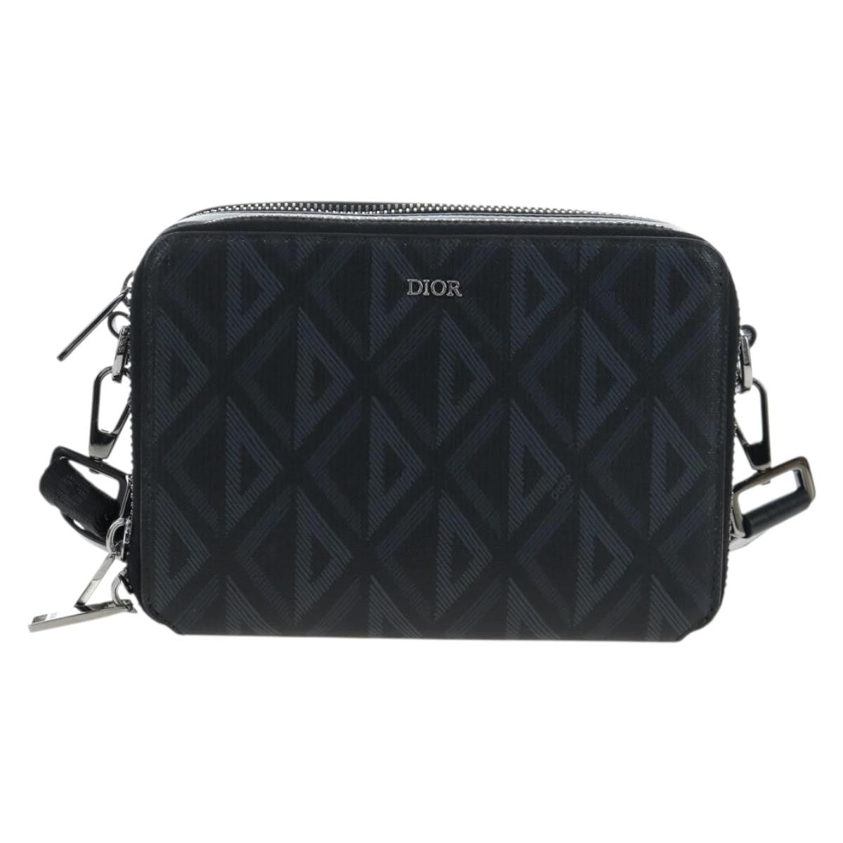 Christian Dior Double Zip Cd Diamond Coated Canvas Black Canvas Crossbody Bag Bag (Pre-Owned)