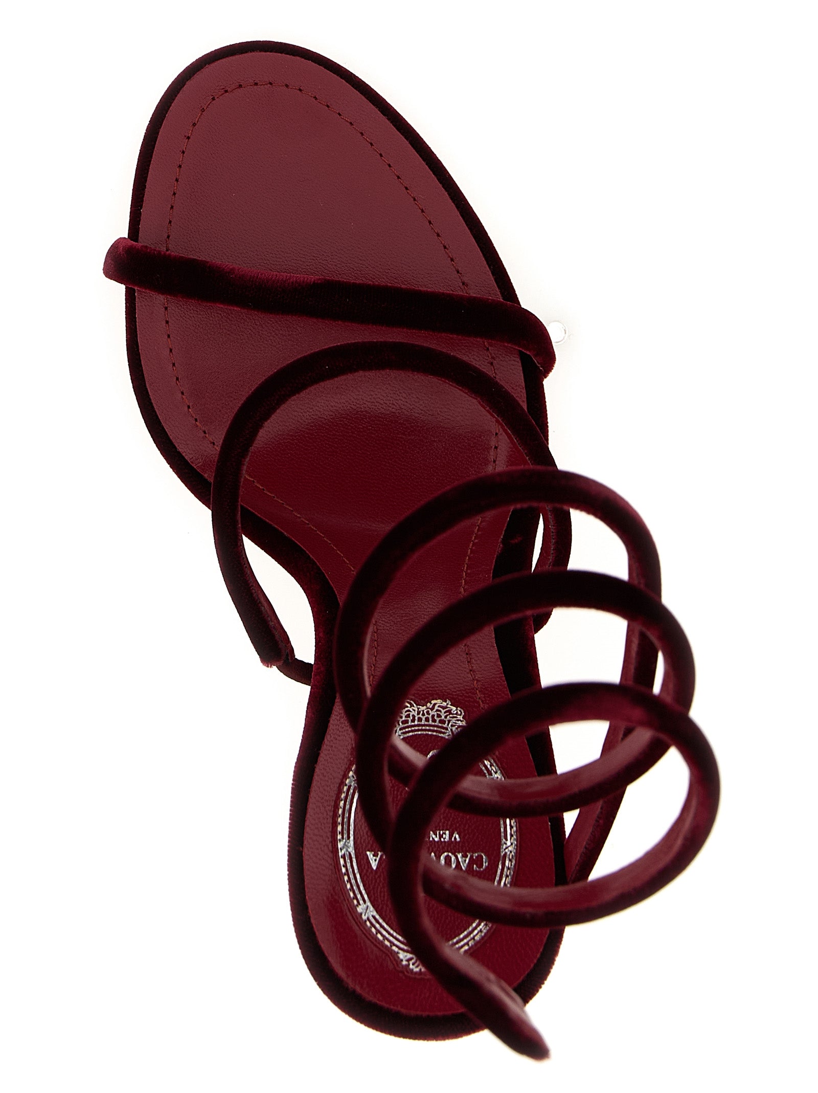 RENE CAOVILLA Bordeaux Textile Stiletto Heel Women's Sandals