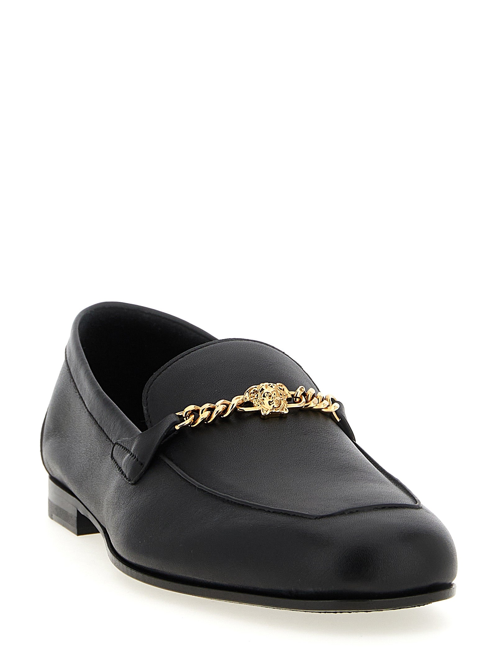 Versace Black Calfskin Slip-On Men's Loafers