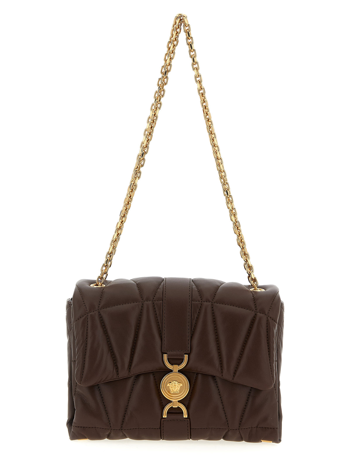Versace Brown Lamb Leather Shoulder Women's Bag