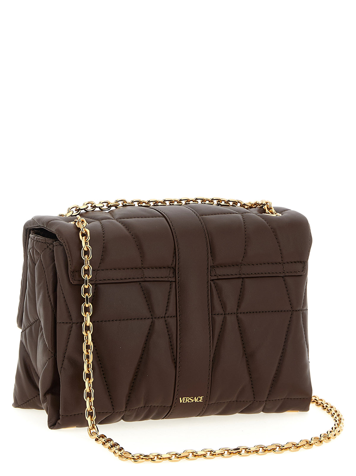 Versace Brown Lamb Leather Shoulder Women's Bag
