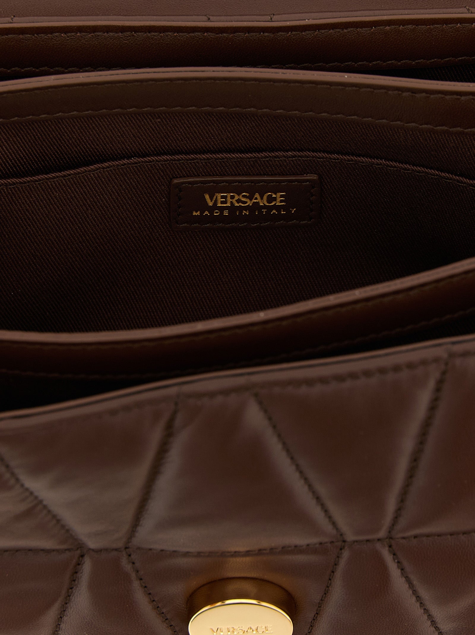 Versace Brown Lamb Leather Shoulder Women's Bag