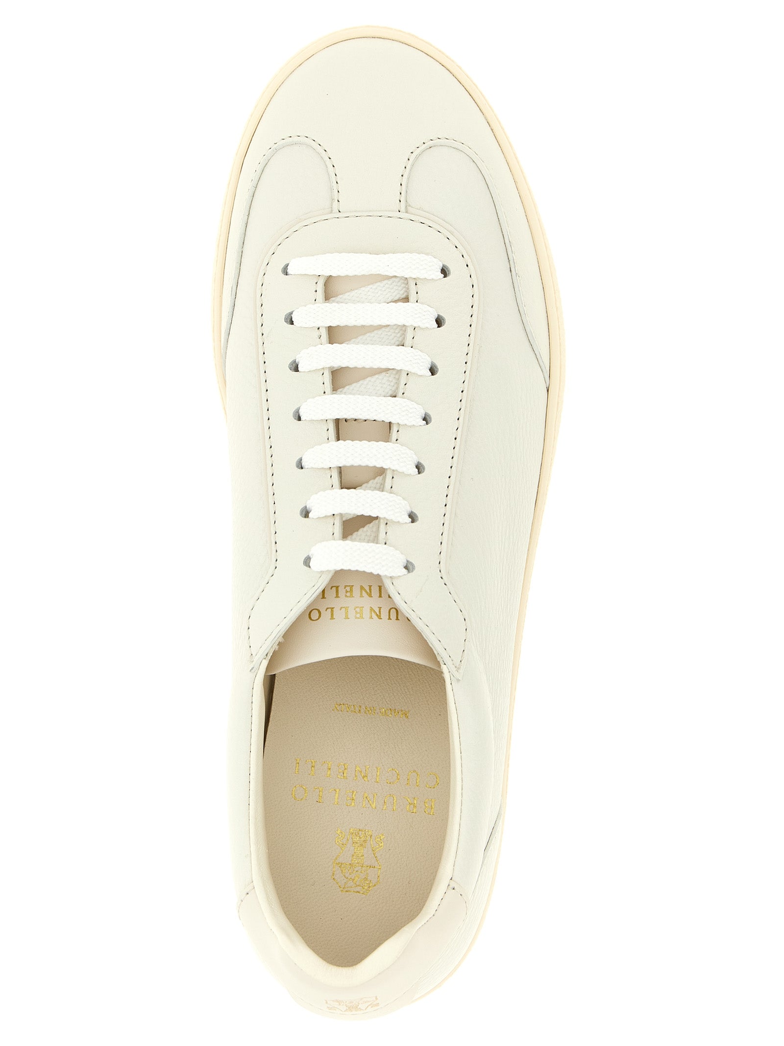 Brunello Cucinelli White Goatskin Low Top Men's Sneakers