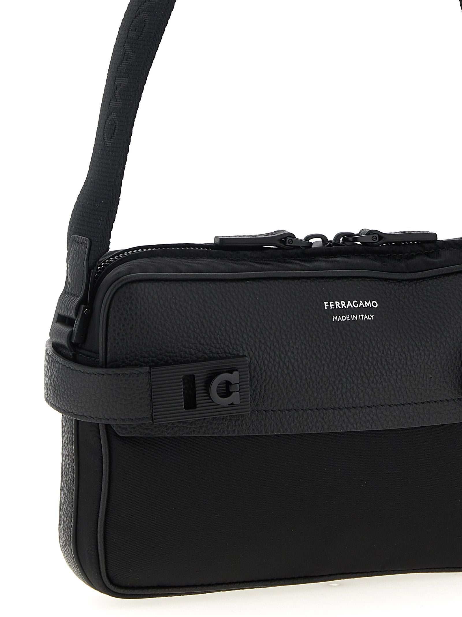 Ferragamo Black Fabric Crossbody Men's Bag