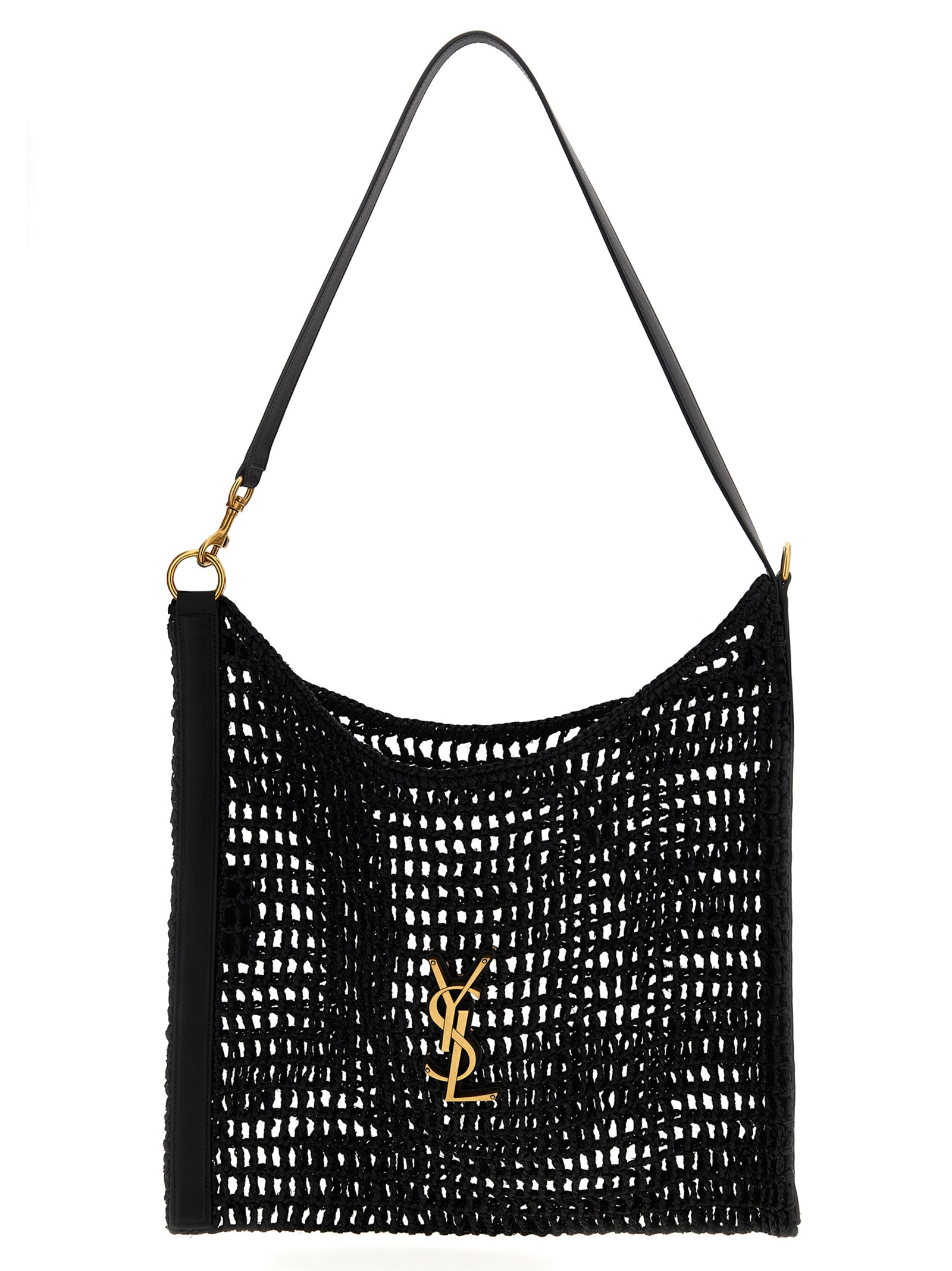 Saint Laurent Black Raffia Shoulder Women's Bag