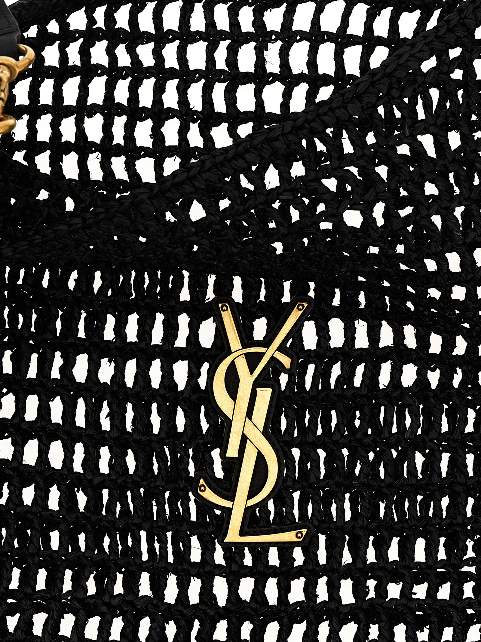 Saint Laurent Black Raffia Shoulder Women's Bag