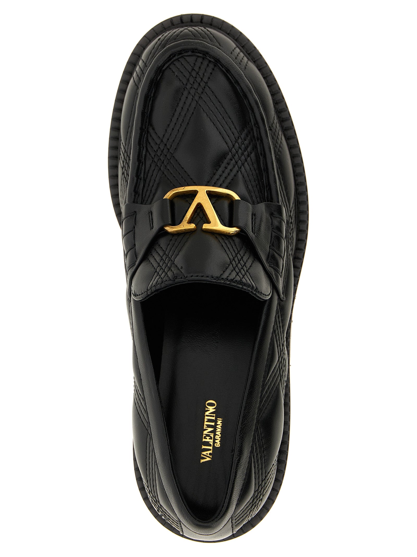 Valentino Garavani Black Lamb Leather Slip-On Women's Loafers