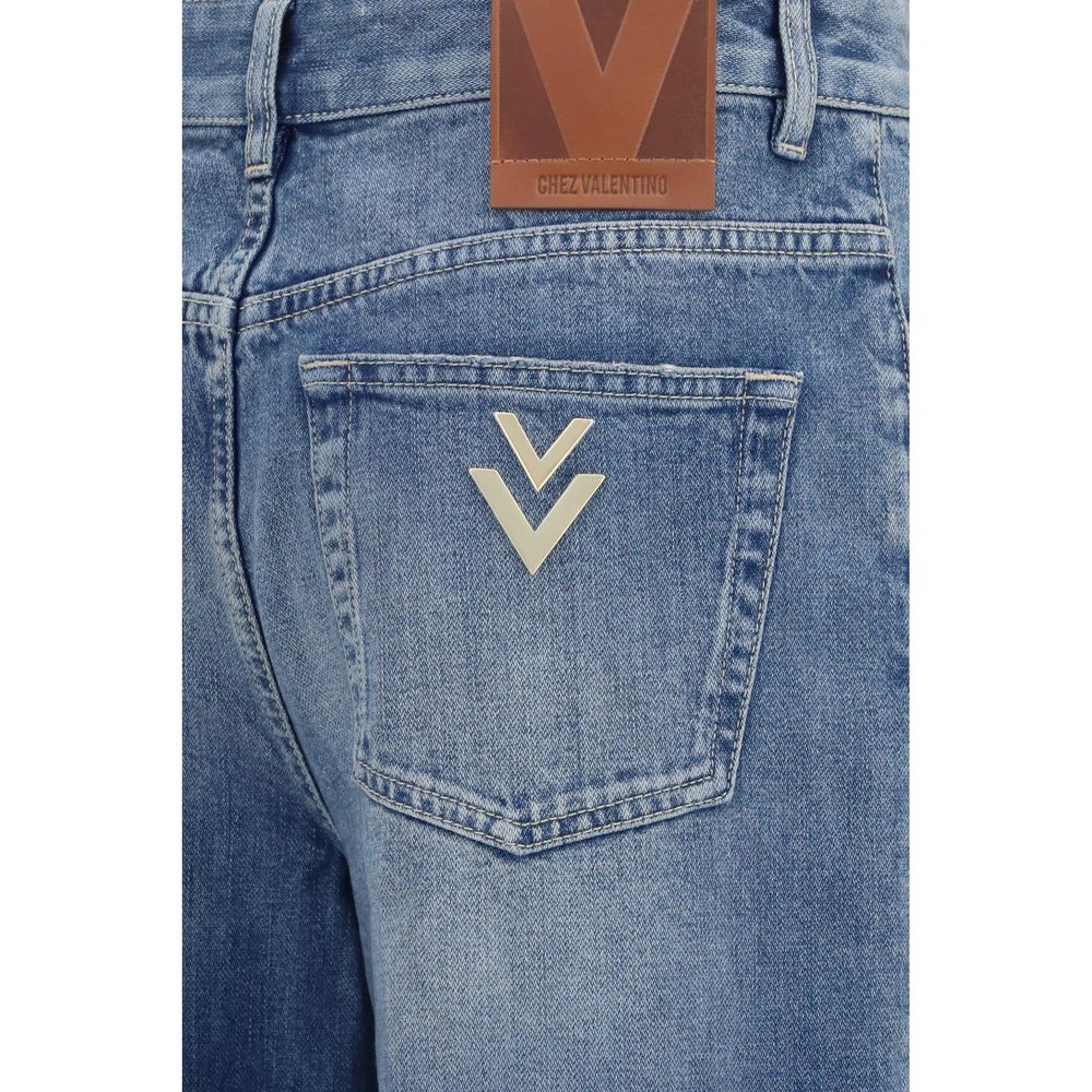 Valentino Blue Cotton Straight-Leg Women's Jeans