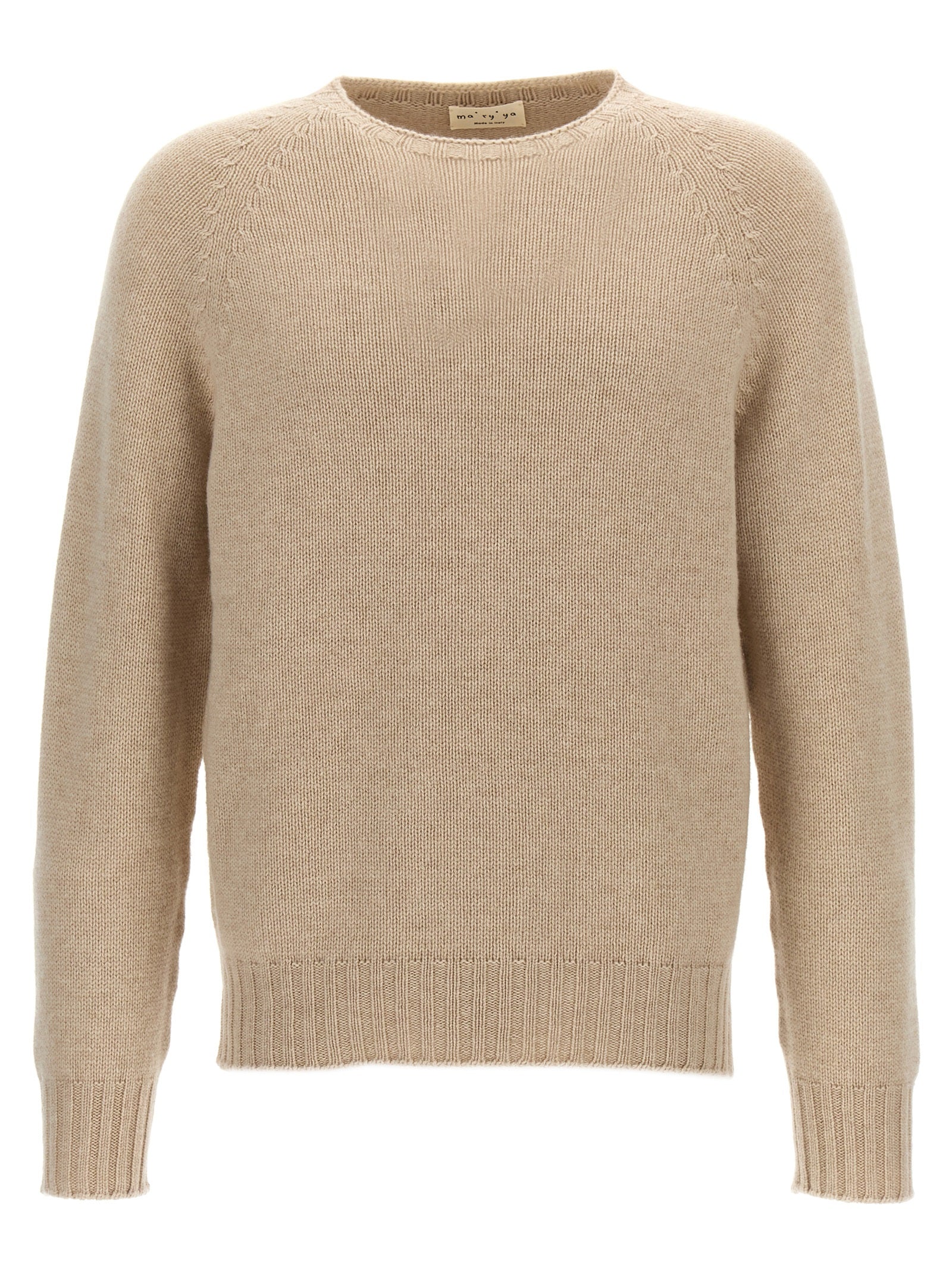 MA'RY'YA Beige Virgin Wool Men's Cardigan