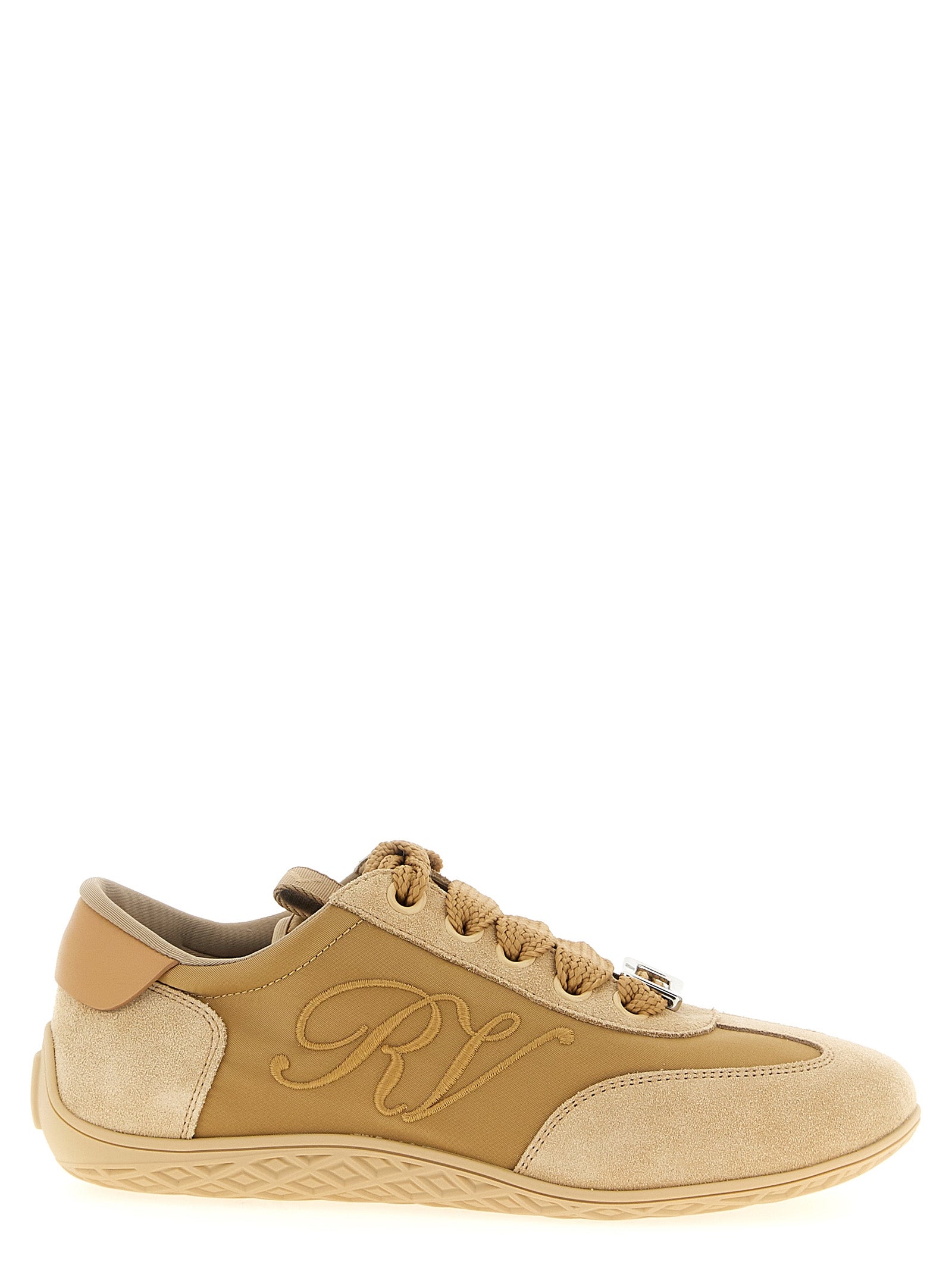 Roger Vivier Beige Calfskin High Top Women's Sneakers