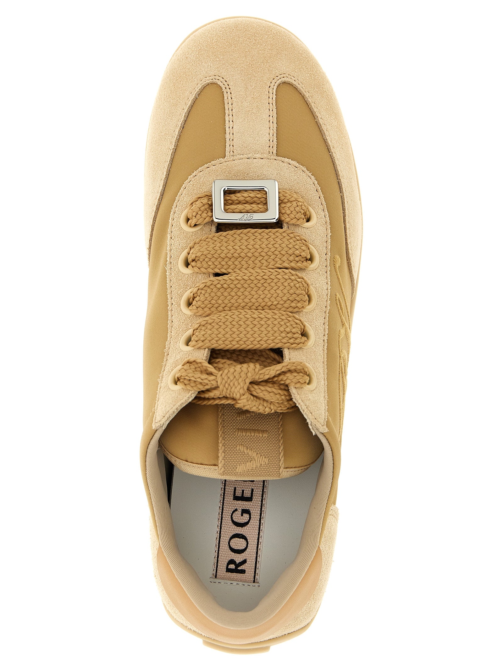 Roger Vivier Beige Calfskin High Top Women's Sneakers
