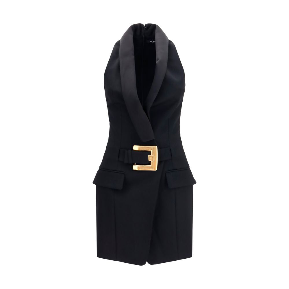 Balmain Black Wool Oves Aries Casual Women's Dress