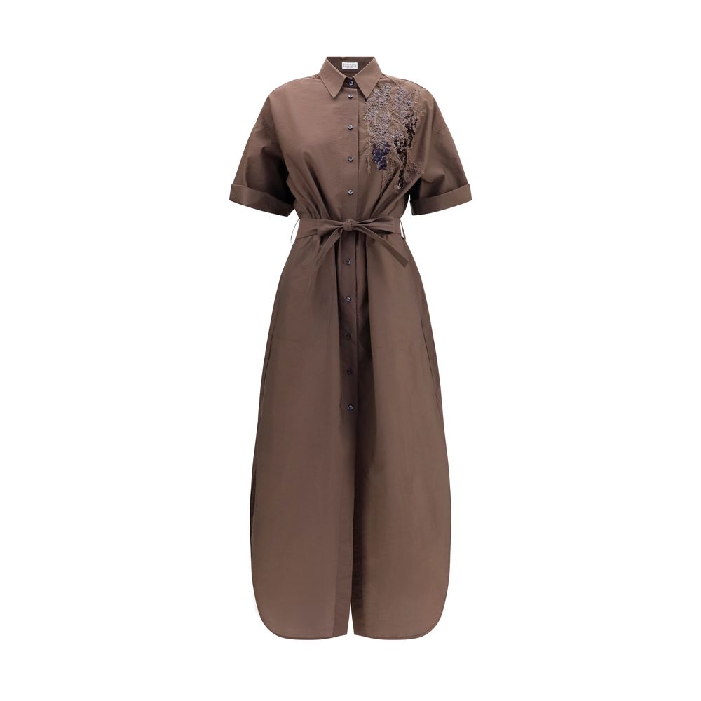 Brunello Cucinelli Brown Cotton Casual Women's Dress
