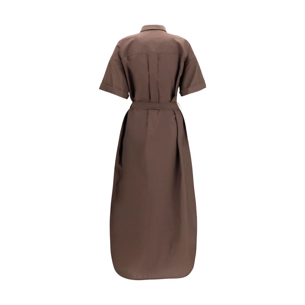 Brunello Cucinelli Brown Cotton Casual Women's Dress