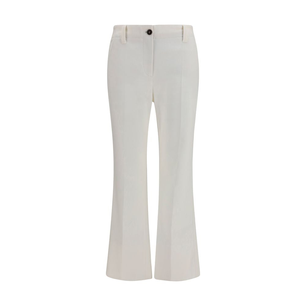 Brunello Cucinelli White Cotton Flared Women's Pants