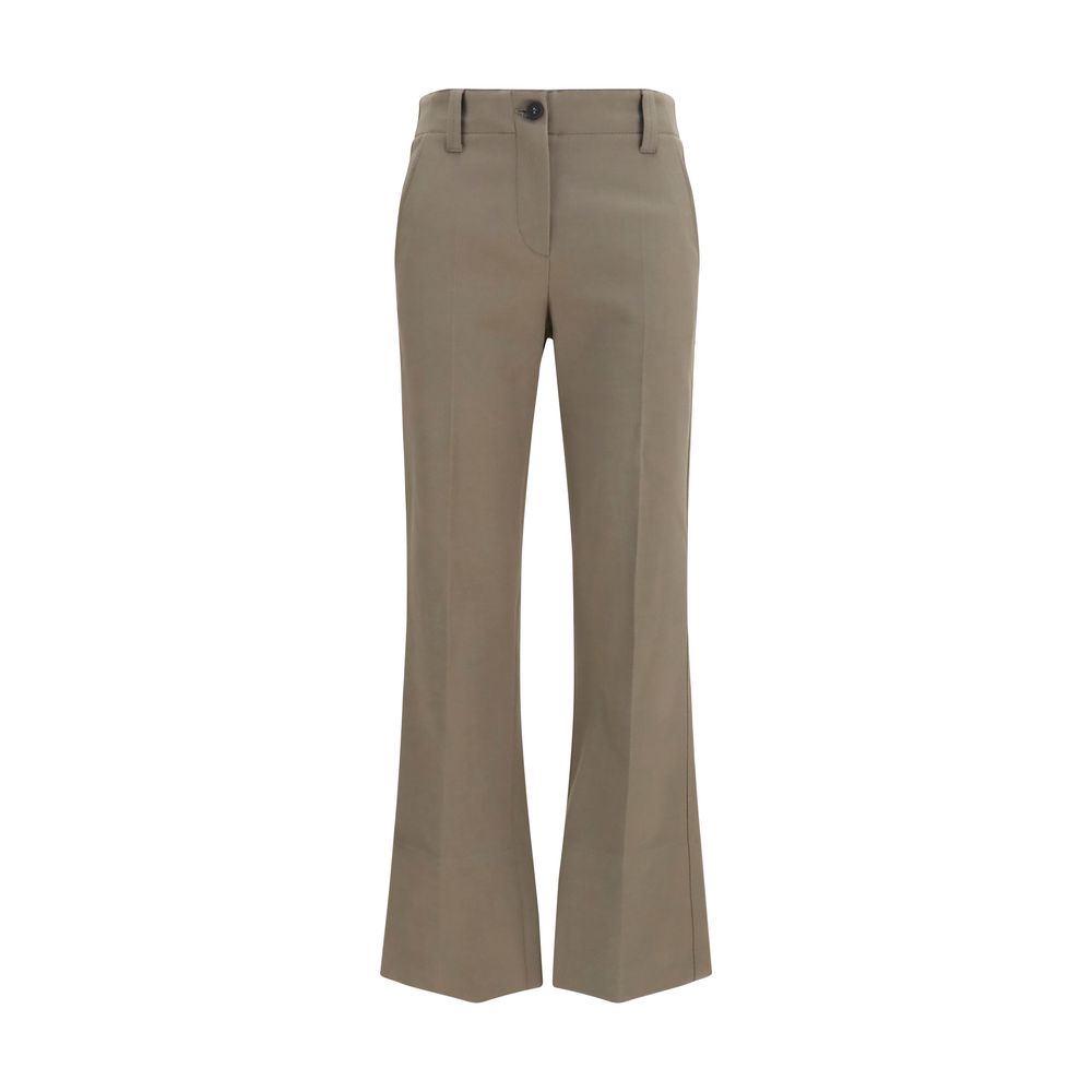 Brunello Cucinelli Brown Cotton Flared Women's Pants