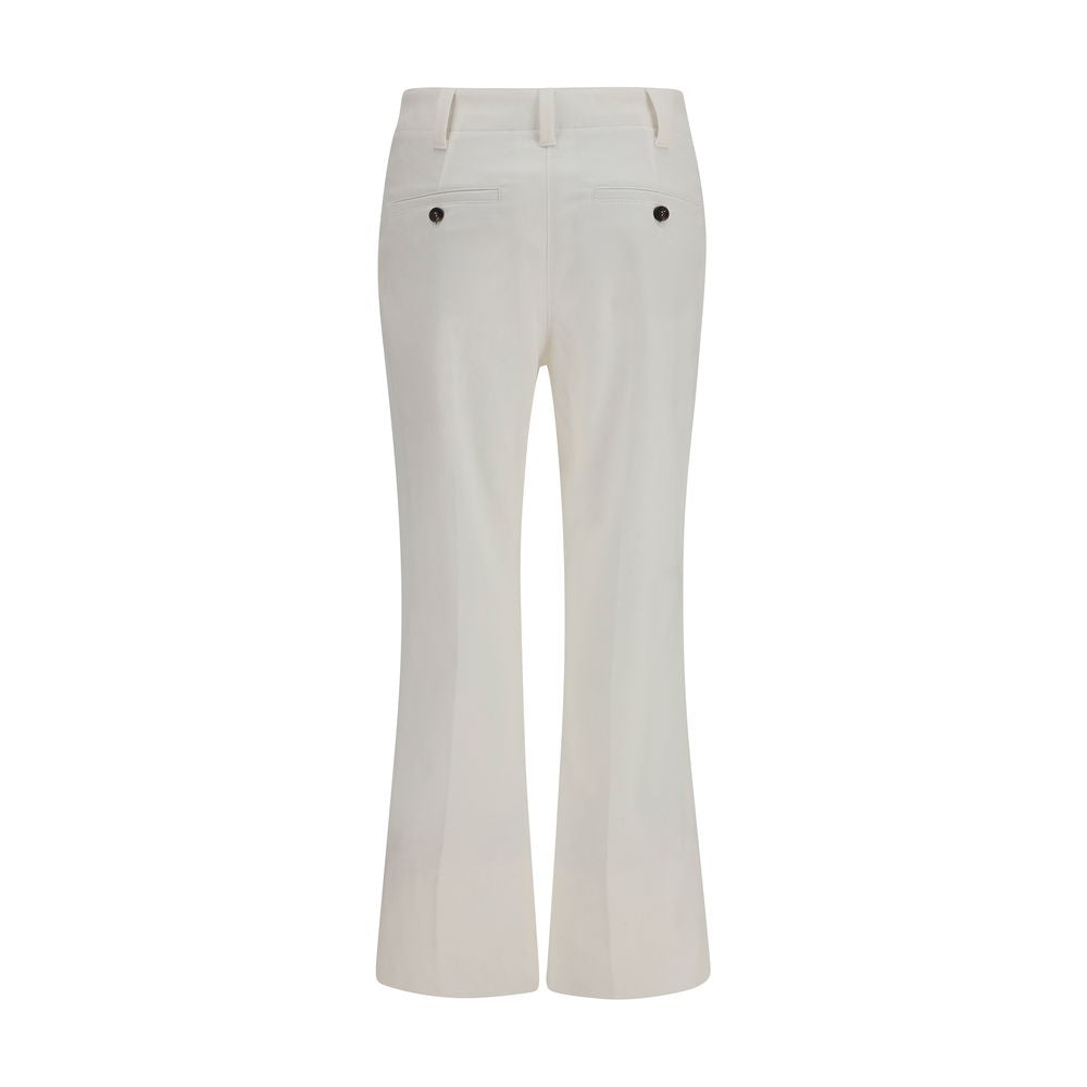 Brunello Cucinelli White Cotton Flared Women's Pants
