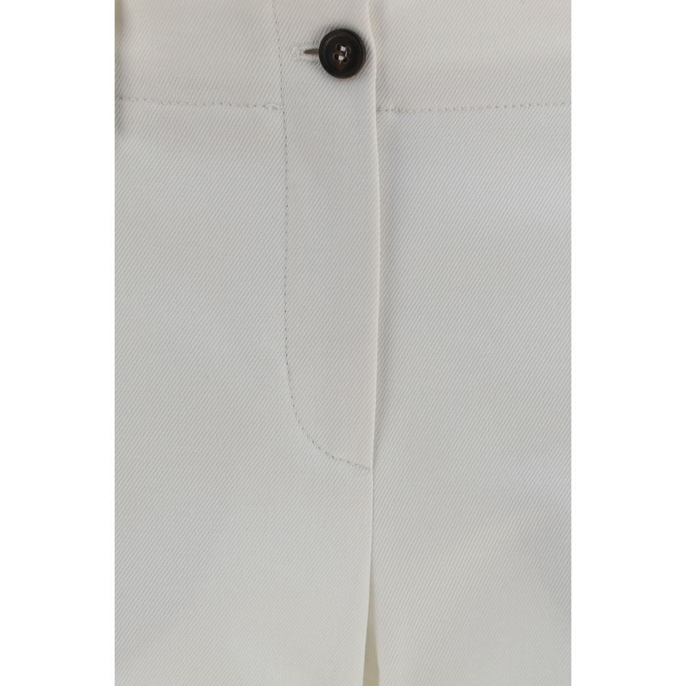 Brunello Cucinelli White Cotton Flared Women's Pants