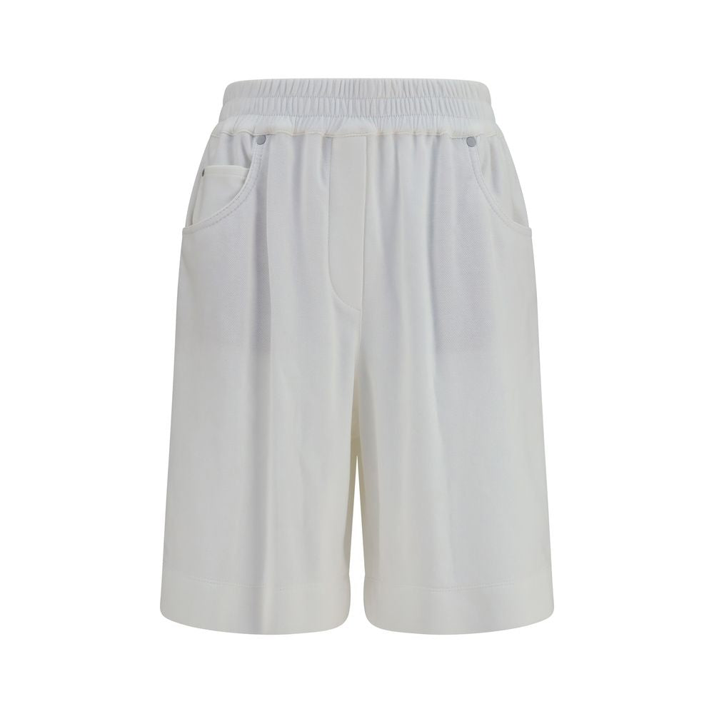 Brunello Cucinelli White Cotton Bermuda Women's Shorts