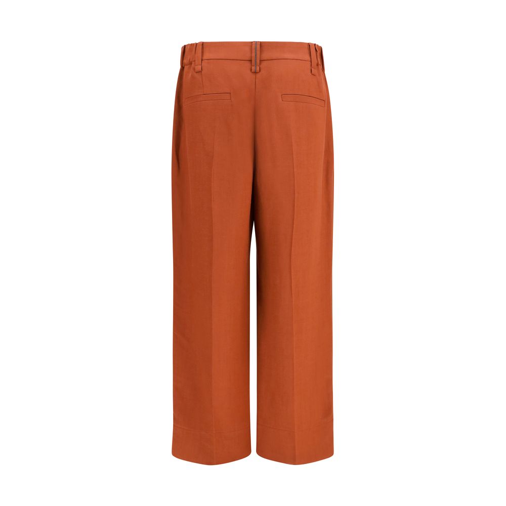 Brunello Cucinelli Brown Viscose Casual Women's Pants