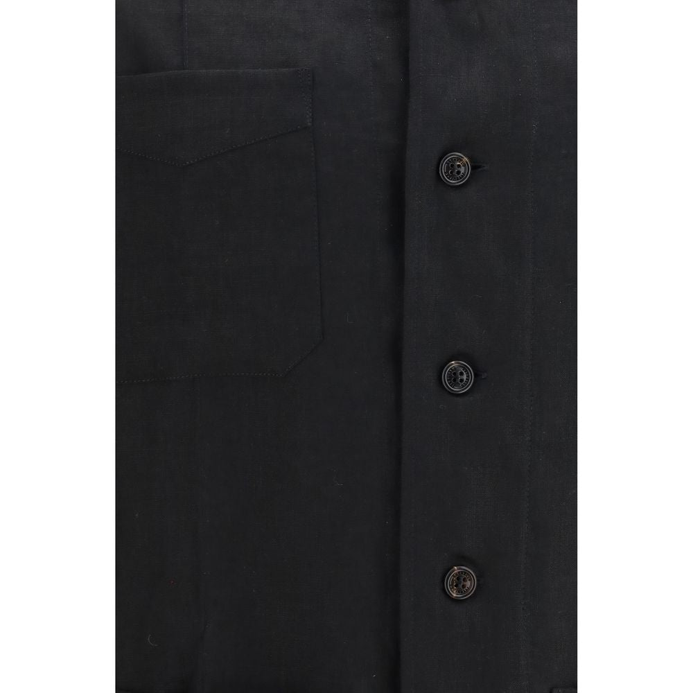 Brunello Cucinelli Black Linen Denim Men's Jacket